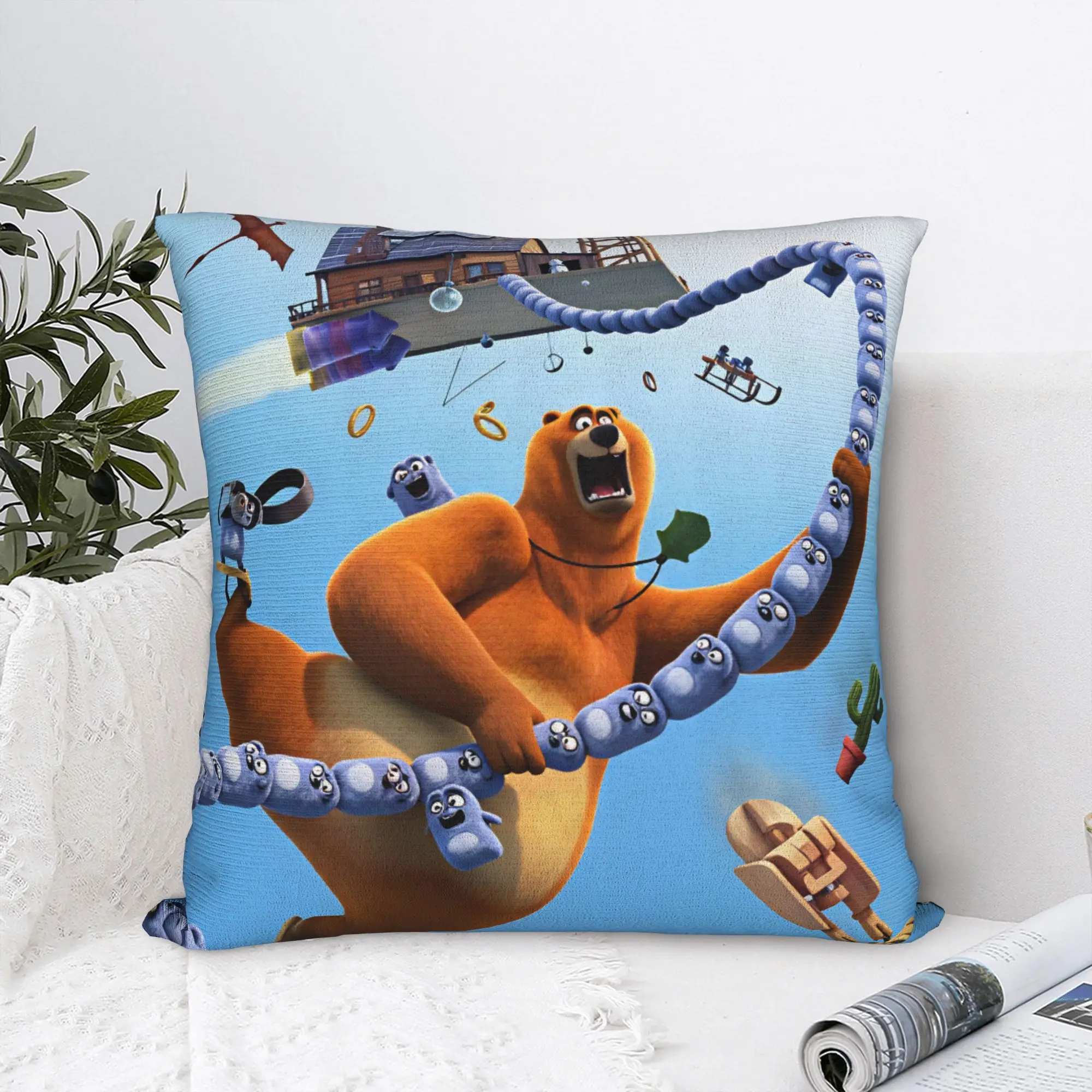Pillow Cover Grizzly and Lemmings Pattern Cushion Cover  Kawaii Pillow Case For Office Car Home Decorative Pillowcases