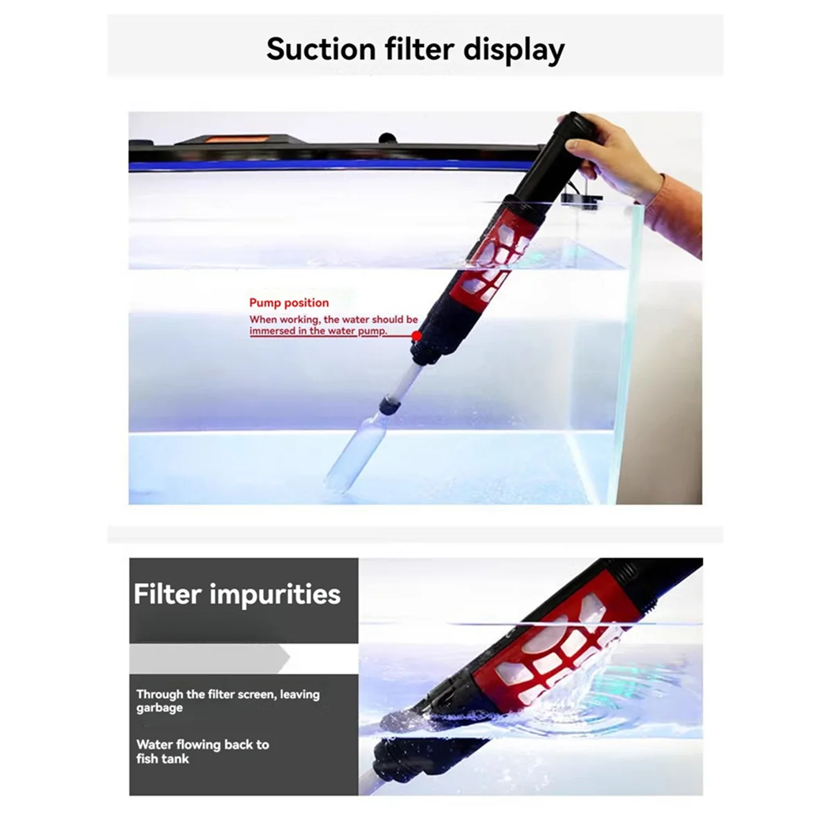 

X11AA Siphon for Aquarium Filter Sponge Electric Aquarium Gravel Cleaner Water Filter Siphon Filter Changer Tool for Fish Tank