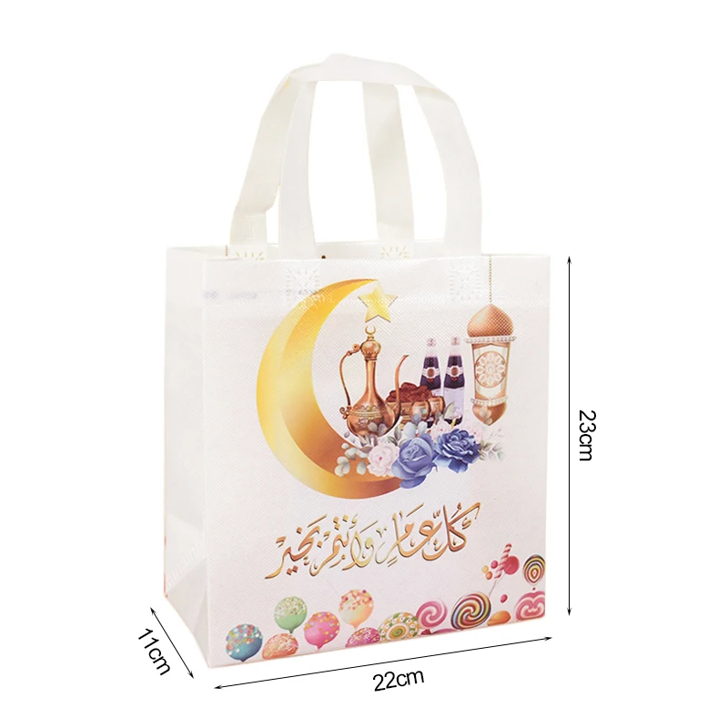 4 Stuks Ramadan Gift Bags Moslim Eid Mubarak Nonwoven Candy Cookie Verpakking Zakken 2025 Islamitische Party Moon Star Decoratie benodigdheden