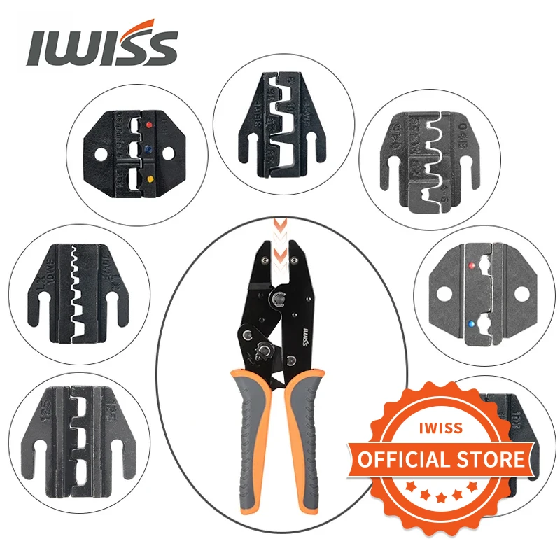 iwiss multifuncional eletrica clamp tool grupo alicadores de crimpagem jaws kit primavera tubo terminais de isolamento hs30j 01