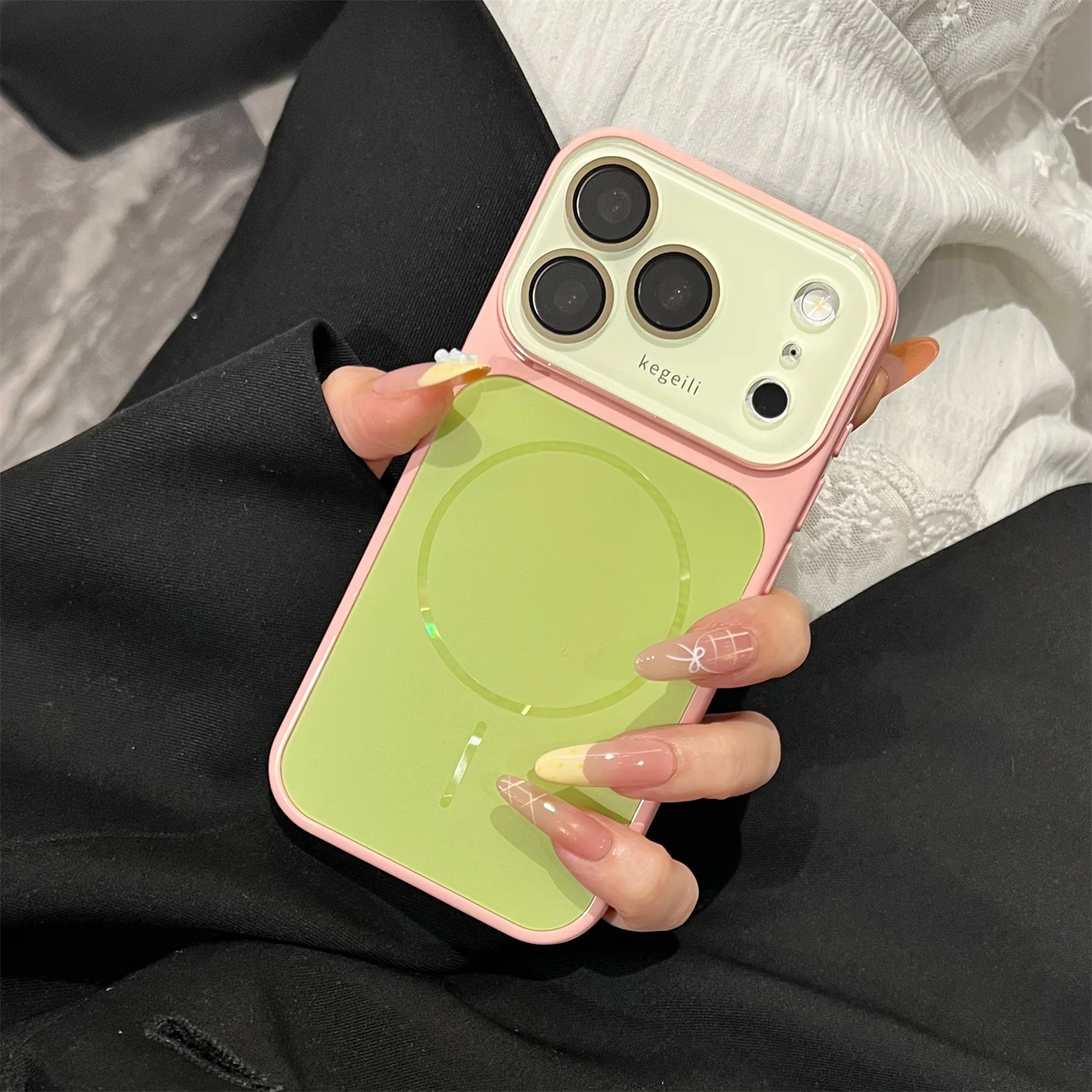 Coque de téléphone magnétique de luxe pour MagSafe pour iPhone 17 16 15 14 13 12 Pro Max, avec grande fenêtre, en silicone souple mat, protection arrière