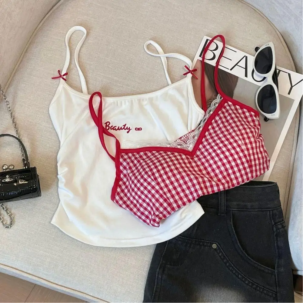 Zweiteiliges Illusion-Brustpolster, innere Oberbekleidung, Tank-Top, schlankmachende Basis, schöner Rücken-BH, Damen-T-Shirt, Sommer, Y2K-Röhrenoberteil, neu