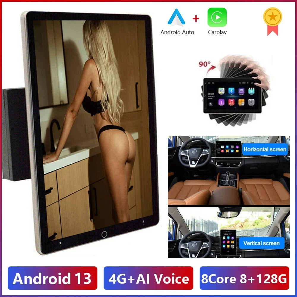 

10.1"Android 13 2 DIN Autoradio Car Radio GPS for Universal Car Stereo Video Multimedia Player USB with Rotatable Screen Carplay