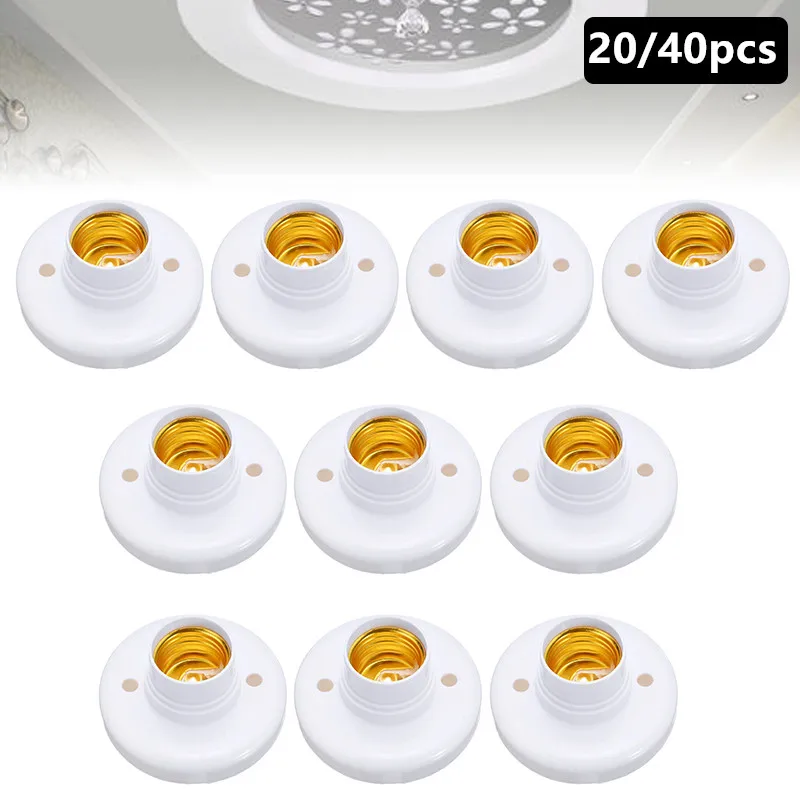 20/40pcs E14 Light Bulb Pendant Lamp Holder Screw Cap Socket Plastic Round Fixing Bases for Bulb Lamps Adapter