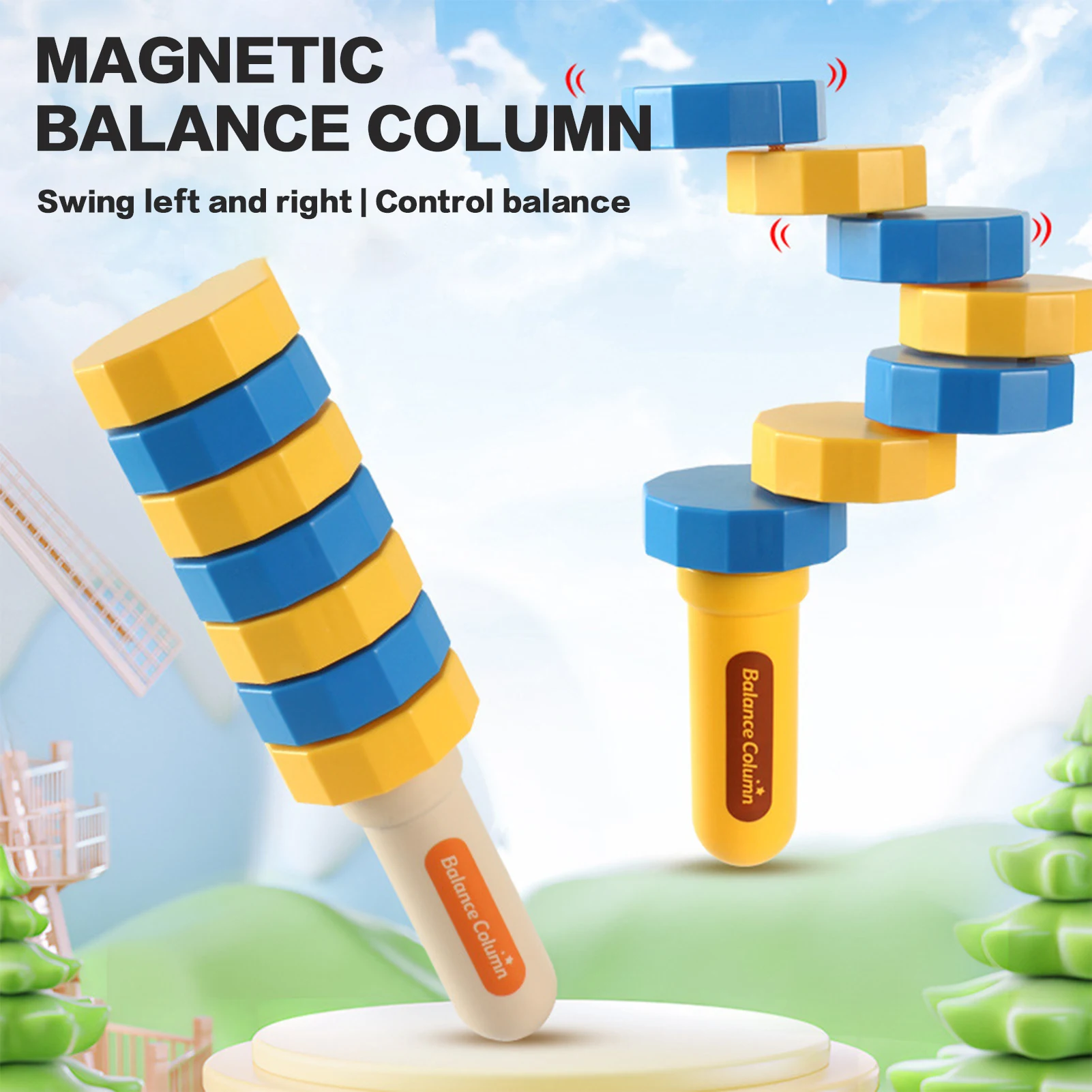 

Magnetic Balance Spin Pillar Toy Novelty Balance Stick Puzzle Decompression Magnetic Toys for Kids Adults Stress Relief Toys