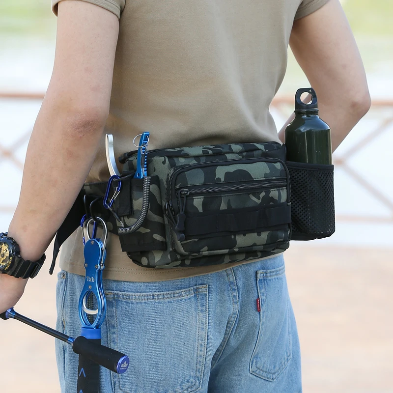 メンズ迷彩ウエストパック多機能釣りバッグ戦術的な作業アウトドアハイキングサイクリングオートバイギア