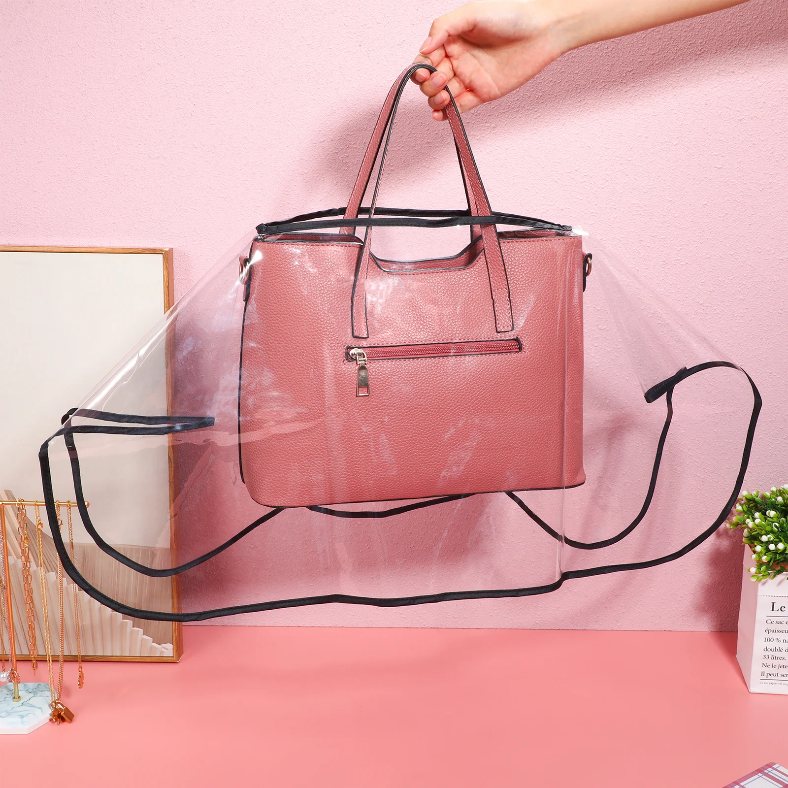 

1Pcs Waterproof Handbag Rain Cover Transparent PVC Outdoor Travel Rainproof Bag Protector for Hiking Camping Riding Trekking