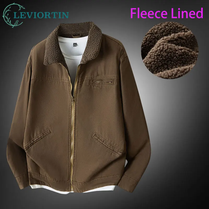 

Heavyweight Lamb Wool Thickened Workwear Wash Cotton Jacket 2025 Men's Fleece-Lined Warm Work Denim Jackets And Coats