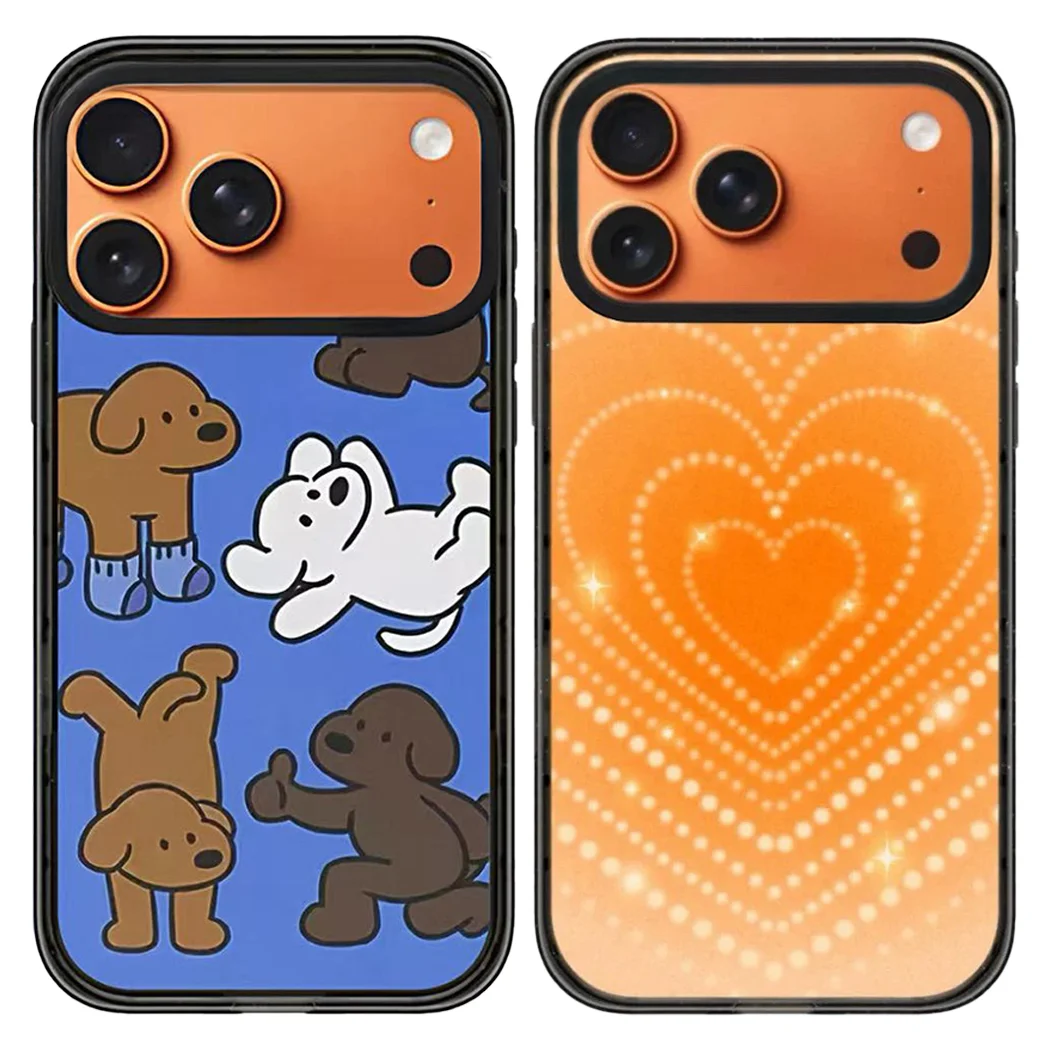 

Heart Dots Acrylic Black Border Magnetic Case: Compatible with iPhone 17 16 15 14 13 12 Pro Max 17 Air