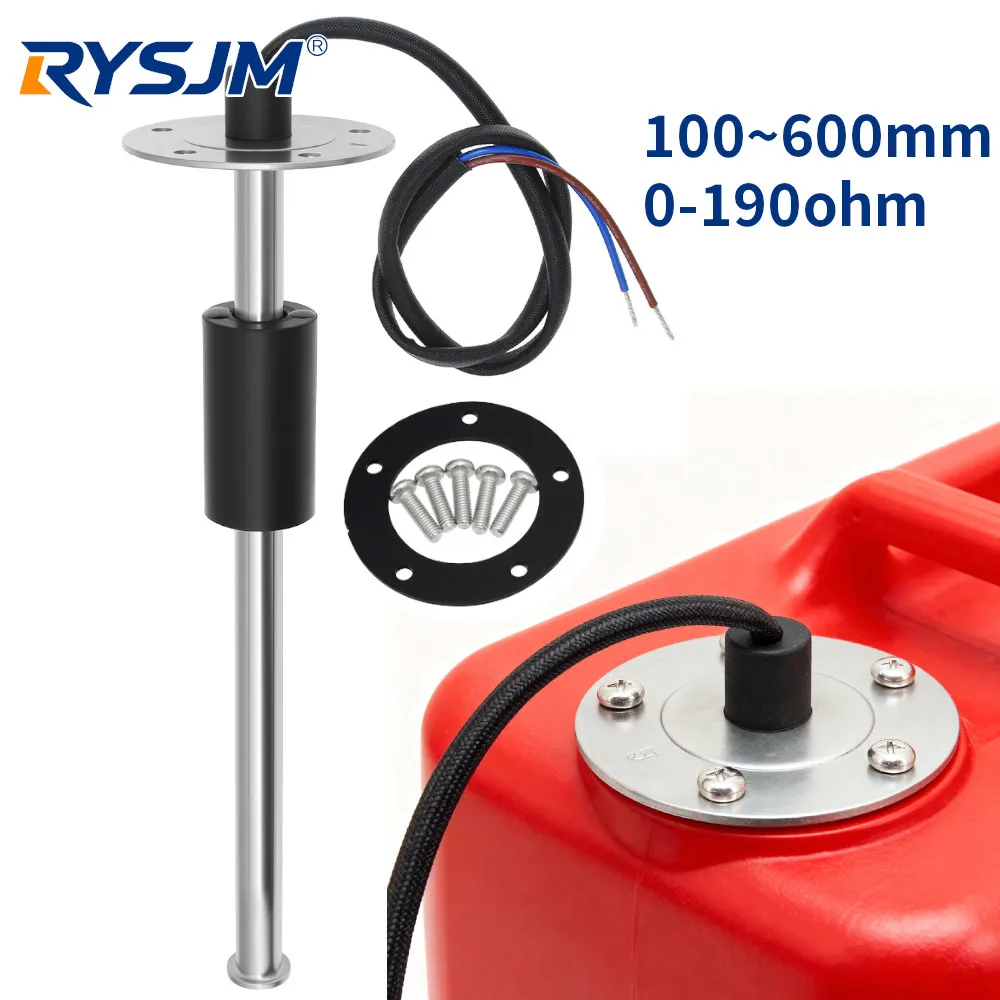 0-190 ohm Fuel Float Sensor 100/200/250/275/300/500/600mm Fuel/Water Level Sensor for Fuel Gauges Oil Tank Meter Indicator 9-32V