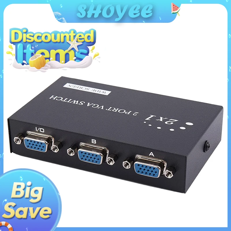 2-Port HD VGA SVGA Sharing Switch Box für LCD PC TV Monitor Video 2 Eingänge 1 Ausgang für PC Laptop