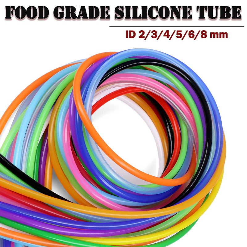

Silicone Tube ID 2/3/4/5/6/8 mm Colorful Rubber Hose High Temperature Nontoxic Food Grade Tubing Soft Water Connector Drink Pipe