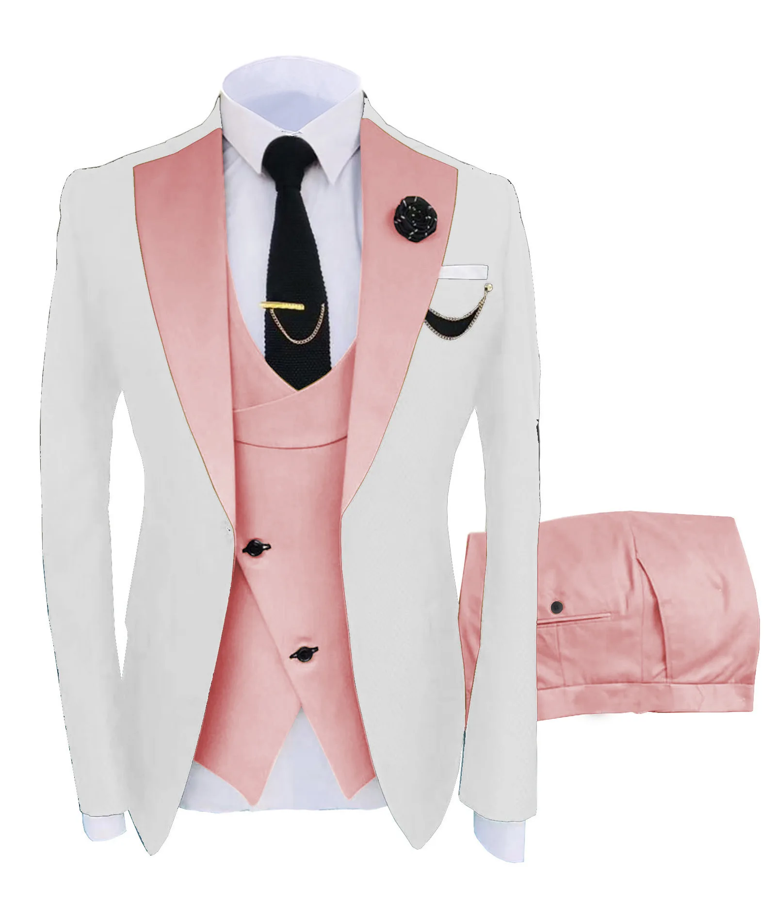 3 Pieces Men\'s Suit 2023 Peak Lapel Slim Fit Casual Tuxedos Groom Tailor Made (Blazer+Pants+Vest) Full set Elegant suit for men