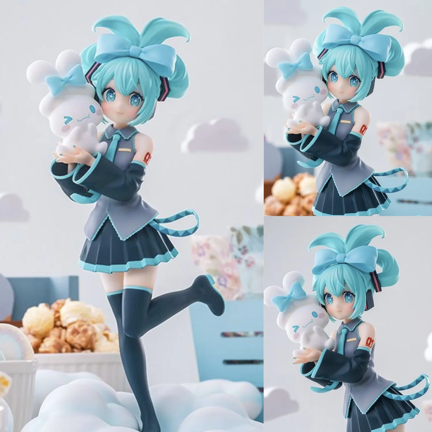 

Коллекционная фигурка Hatsune Miku X Cinnamoroll Piapro с кошачьими ушками, кавайная аниме-фигурка, модель из ПВХ, игрушка, подарок