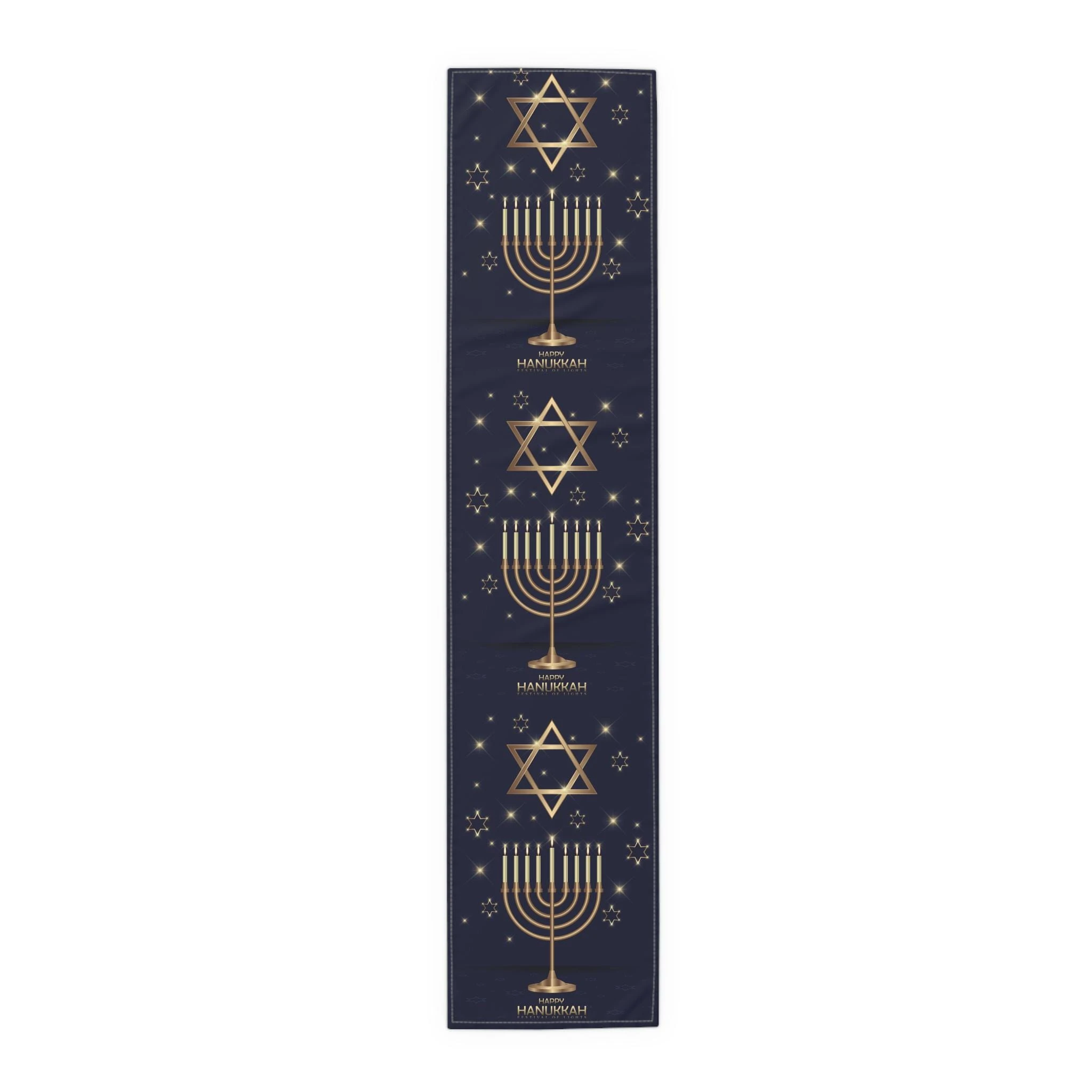Menorah Print Hanukkah Table Runner - Jewish Holiday Dining Table Decorative Linen Runner for Home