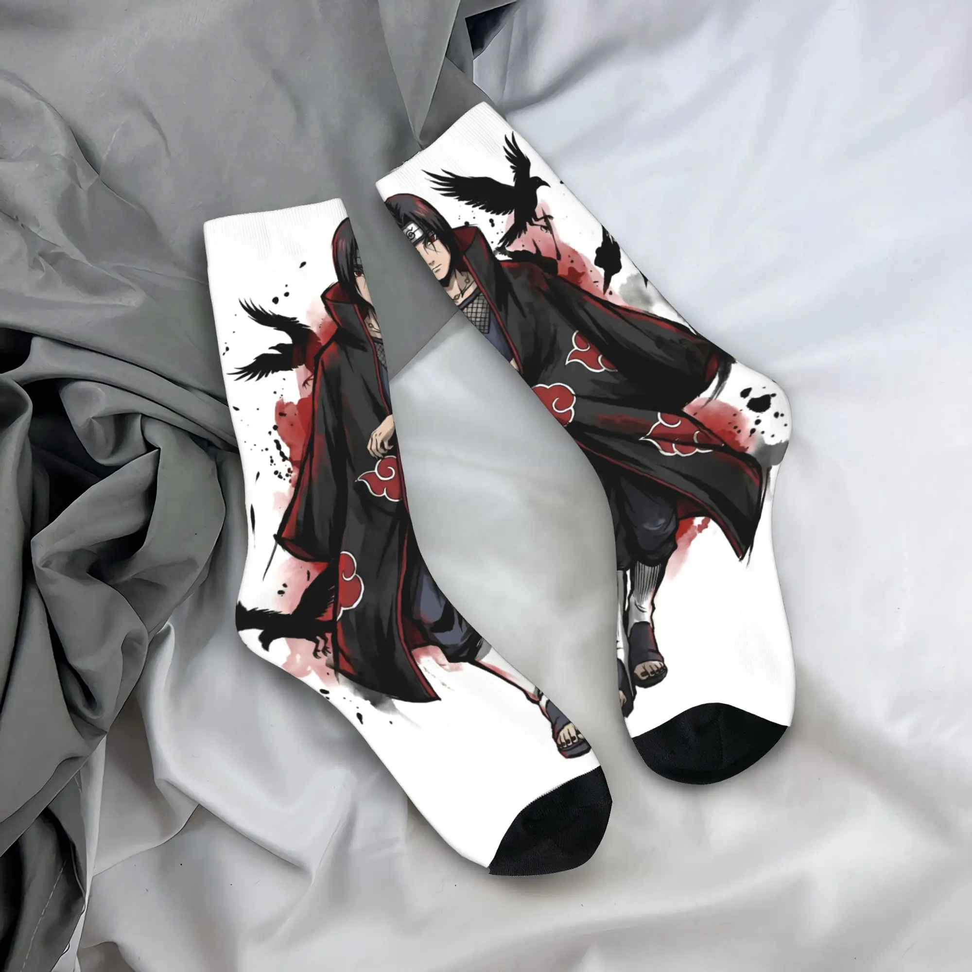 

Custom N-Narutoes Uchihas Sasukes Dress Socks for Men Women Warm Fashion Novelty Retro Design Comics Movie Crew Socks