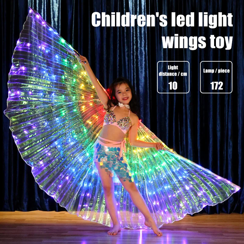 LED Luminescent Color Cloak Children Dancers Luminous Butterfly Wing Stage Performance Belly Dancing Carnival Party Toy Cloak