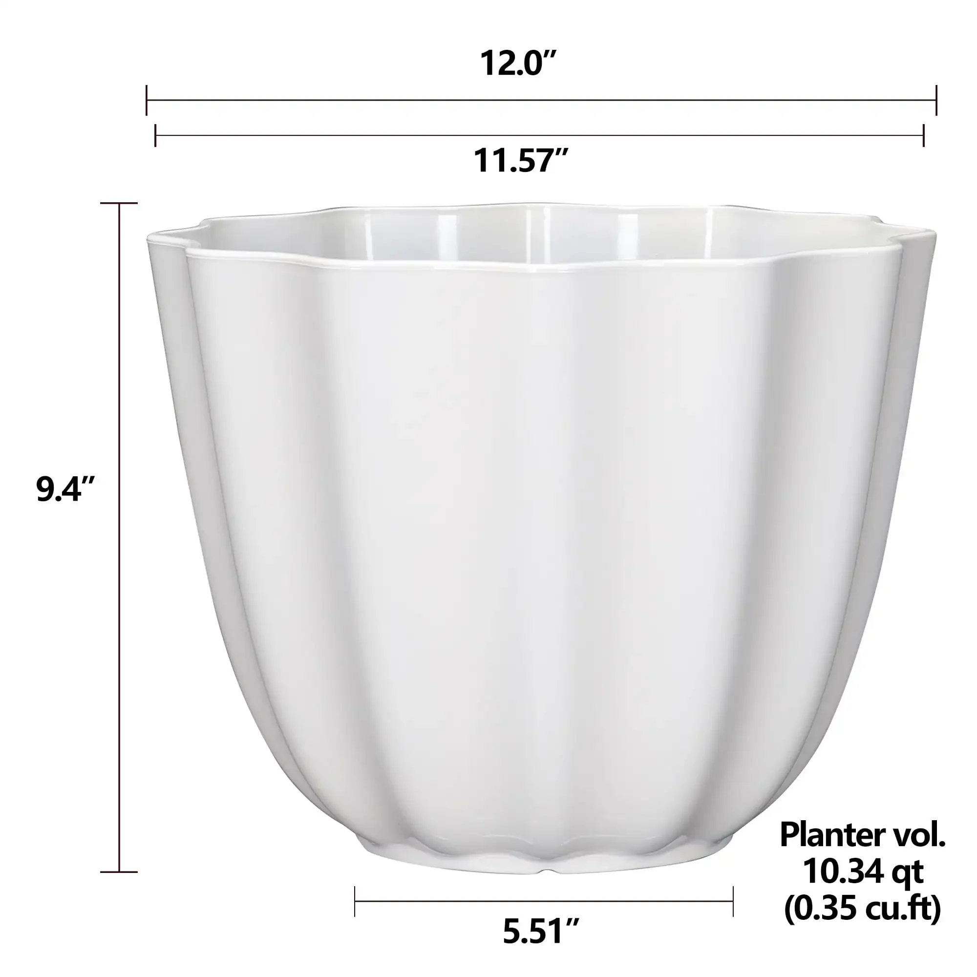 再生樹脂製植木鉢 クリーム色 アマポラ付き、12インチ x 12インチ x 9.4インチ