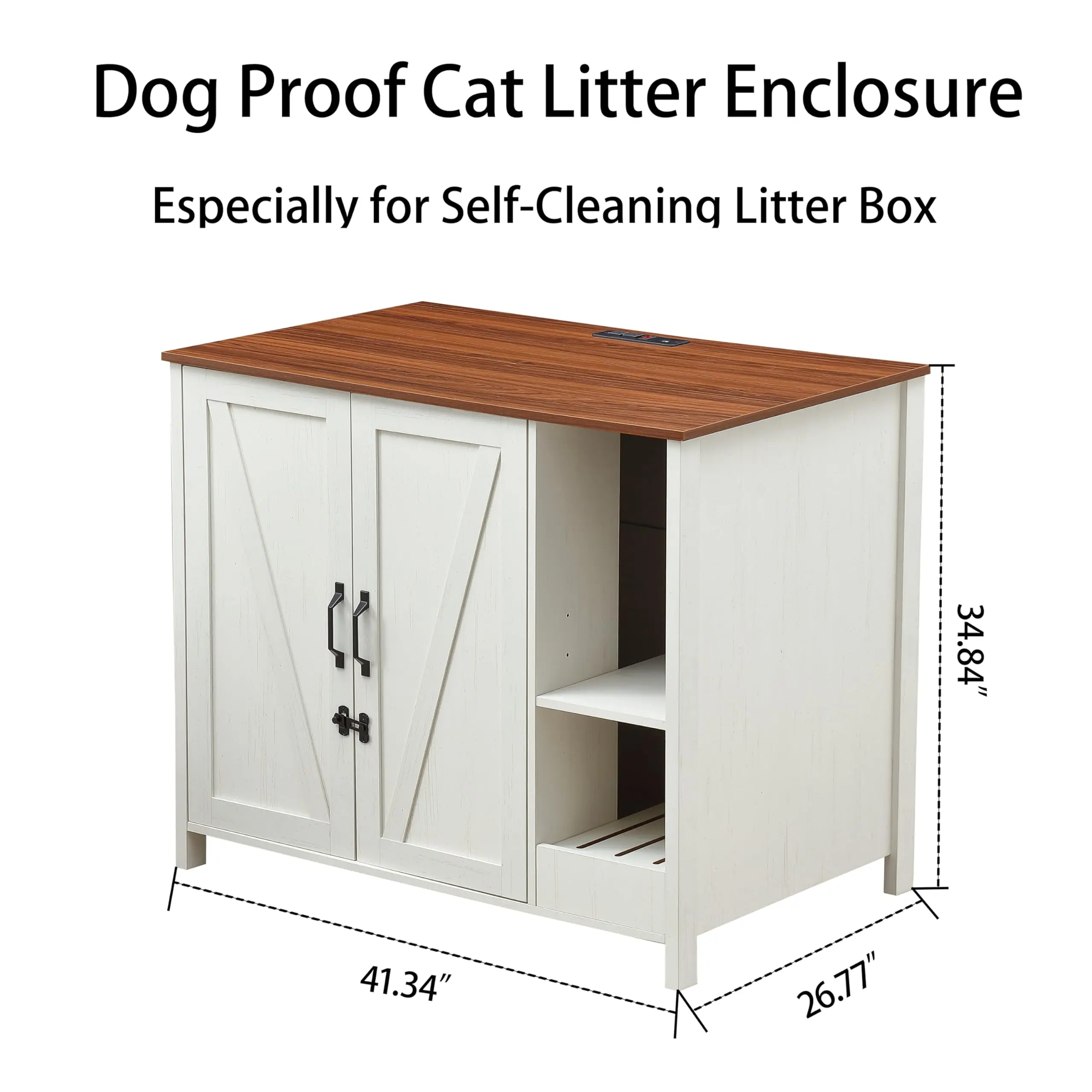 Extra Large Litter Box Cabinet for Self-Cleaning Litter Box