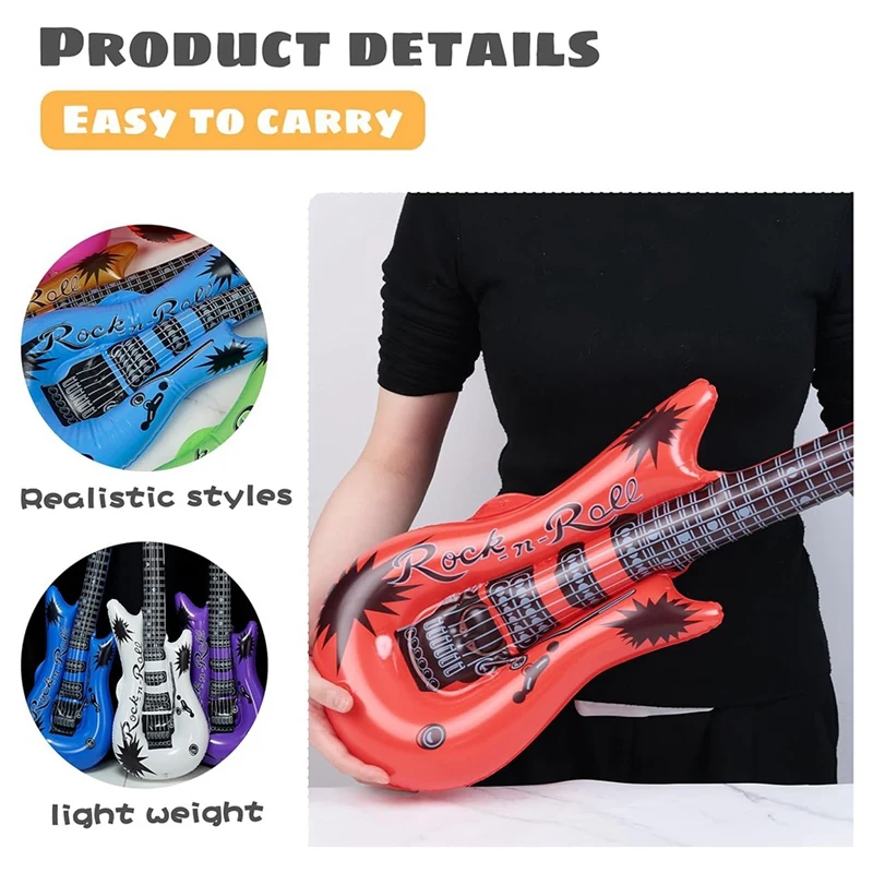 Guitarra inflable, guitarra soplada, adecuada para regalos de niños, fiestas navideñas