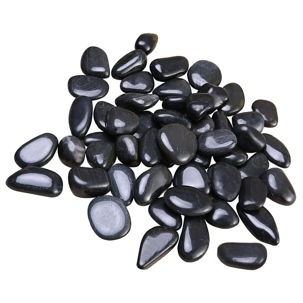 

1 set 1 Set Of Landscape Rocks Natural Black Pebbles For Aquarium Decorative Gravel Moisture Retention Drainage Smooth Reusable