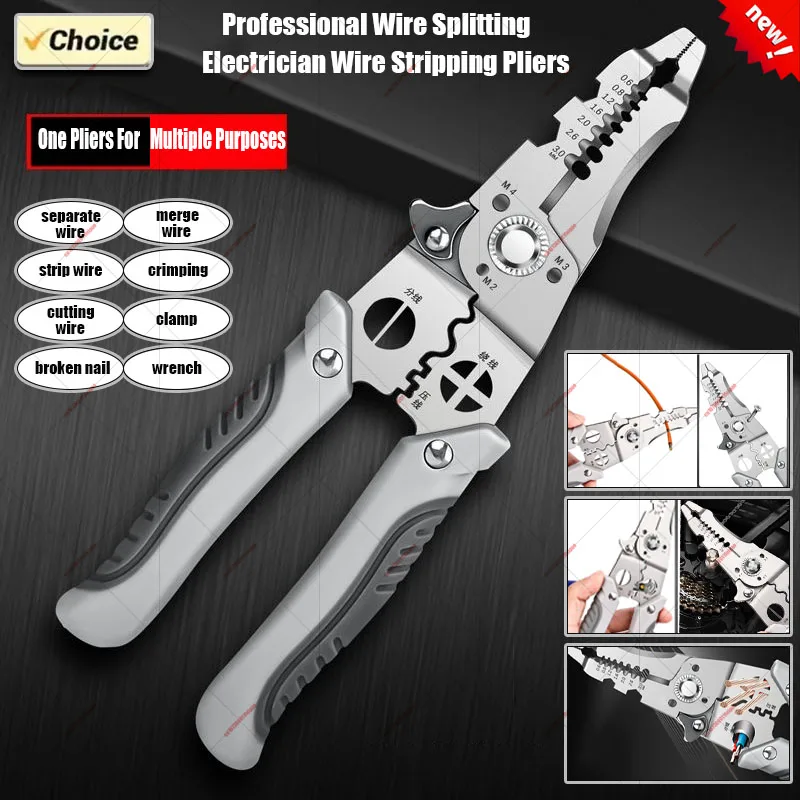 Electrician Wire Stripping Pliers Specific Crimper Cable Cutter Electricians Multifunctional Stripping Crimping Pliers Tool 1PCS