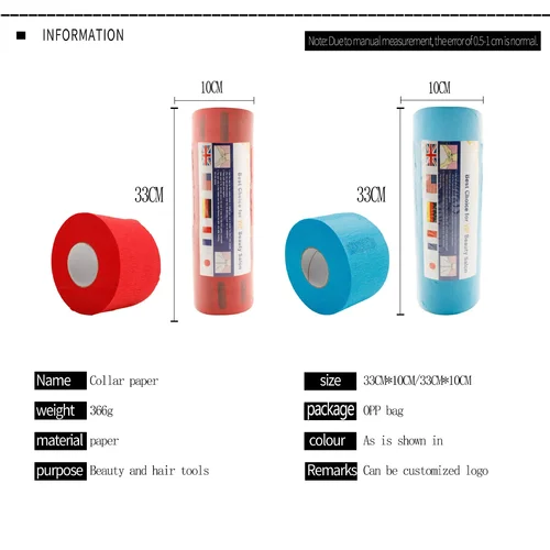 Imagen 2 del producto 5 rollos/paquete de accesorios de corte de pelo, papel para el cuello, peluquero ajustable, salón de peluquería, tiras para el cuello blancas y negras