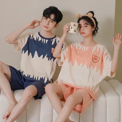 Couple Pajamas Women Summer Short Sleeve Shorts Cotton Nightdress Sweet Cute Cartoon set men's loose loungewear sleep clothing