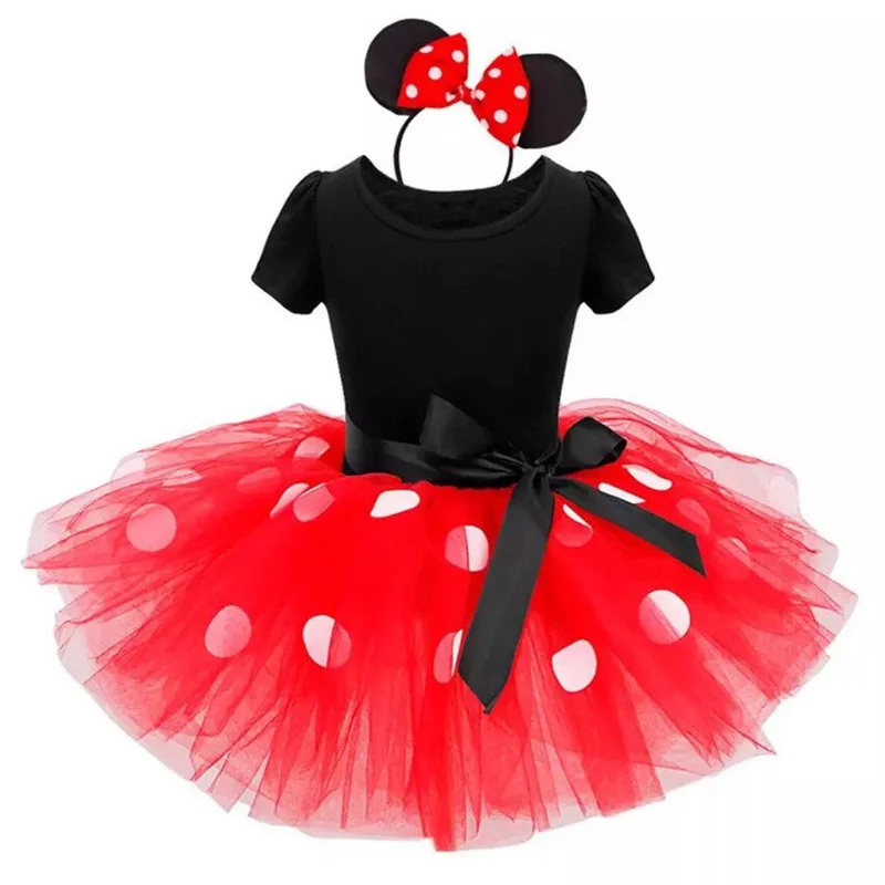 Cute Baby Girl Dress for 9M-4Yrs Children Summer Clothes Kids Minni Mouse Polka Dot Dress Girls Birthday Party Christmas Costume