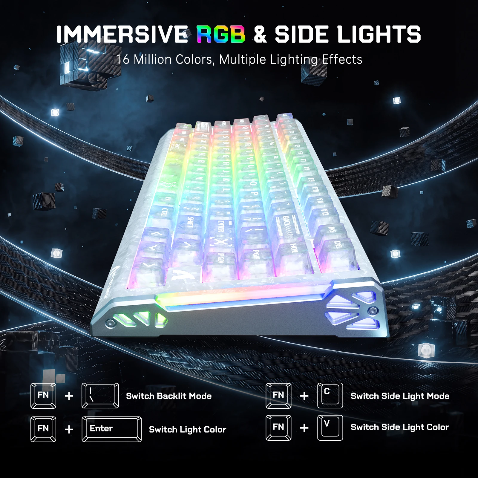 ATTACK SHARK R86 HE Wired Mechanical Gaming Keyboard,0.005mm Rapid Trigger,Carbon Fiber,8000Hz polling rate/0.08ms Latency,