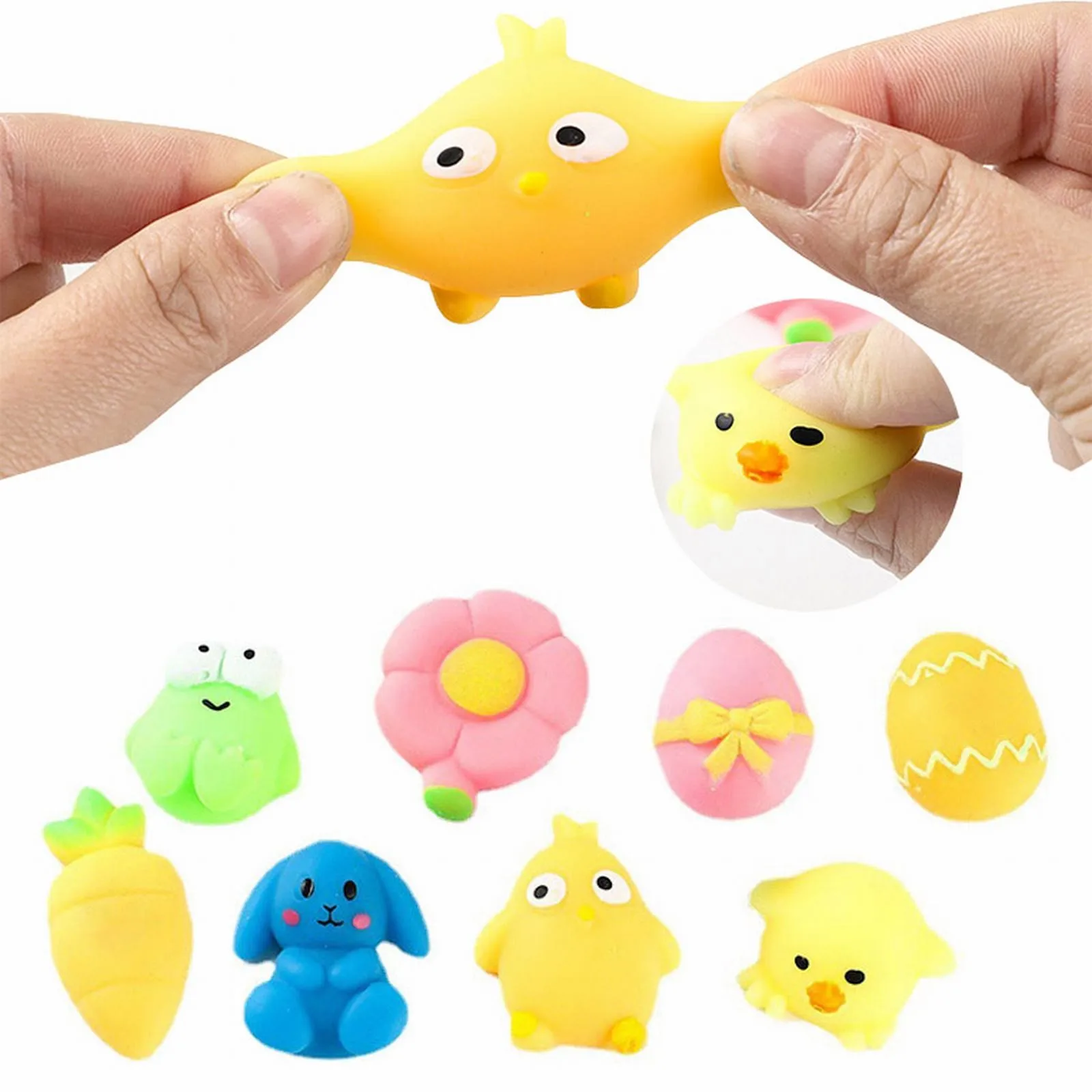 6 pezzi di Pasqua super carini polli uovo di coniglio giocattolo push bubble