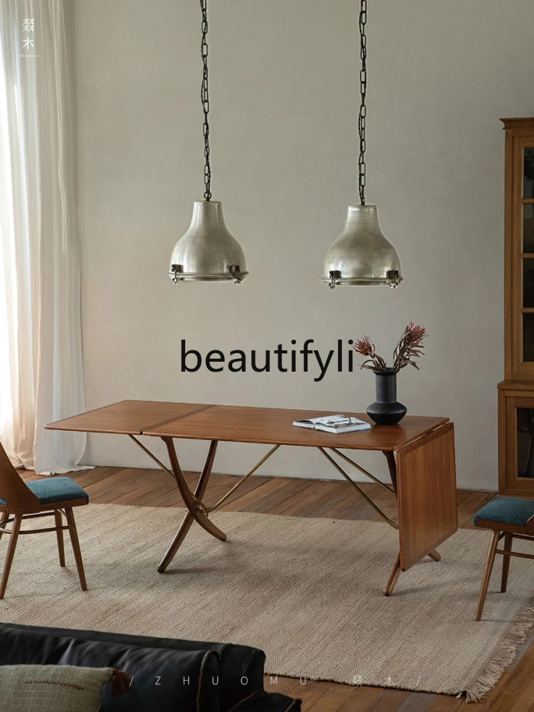 Folding table\ Medieval retro style solid wood dining table designer creative workbench