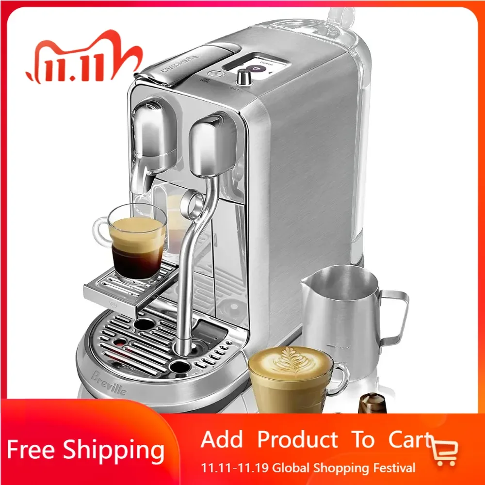 

Coffee Espresso Machine Brushed Stainless Steel Coffee Makers of Capsules Maker Capsule Italian Kitchen Appliances Home