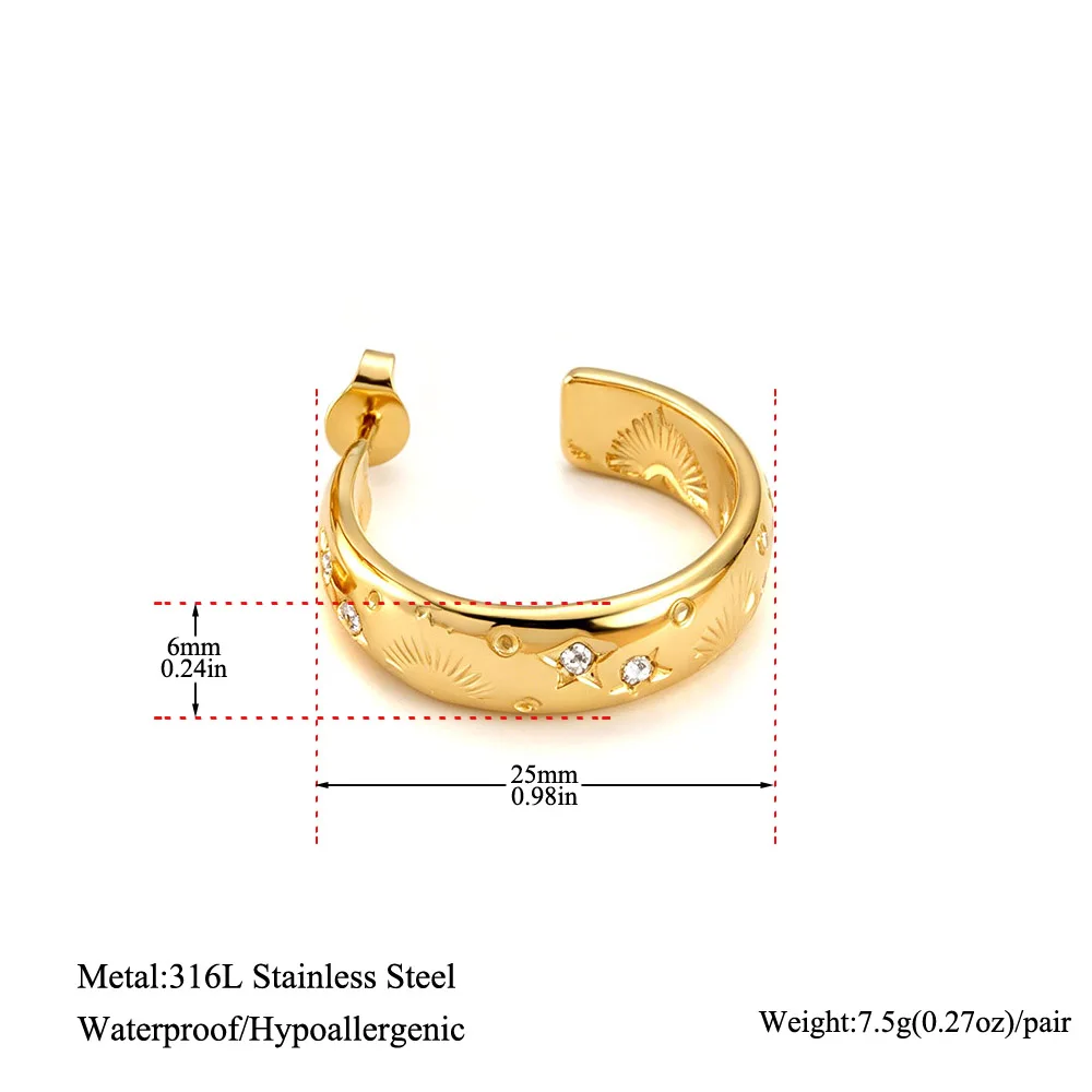 Lokaer Exquisite Chunky Hoop Earrings Blingbling Crystal Zircon Star Huggies Earrings For Women Stainless Steel Jewelry E26117