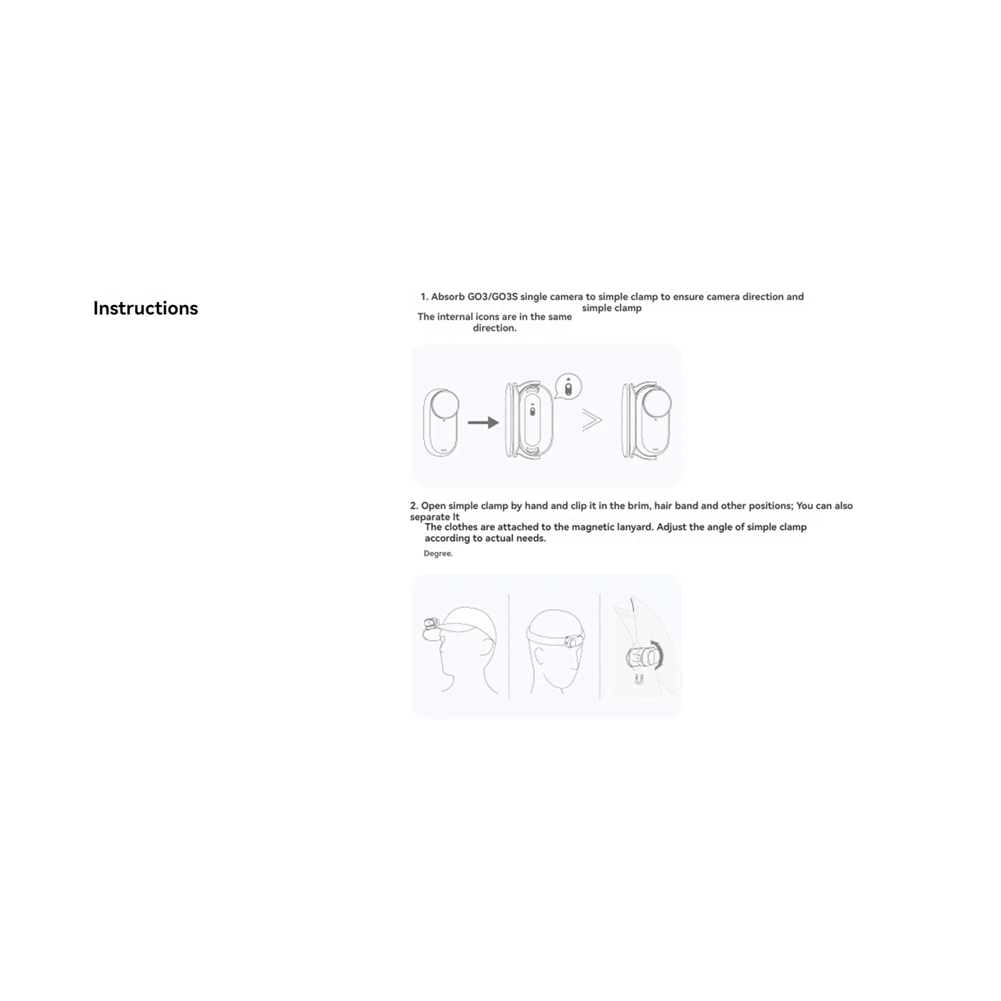 ABDE-For Insta360 GO 3S / GO 3 Clip Mount Hat Clip Quick Release Clamp Magnetic Frame Fixed Holder Thumb Camera Accessory