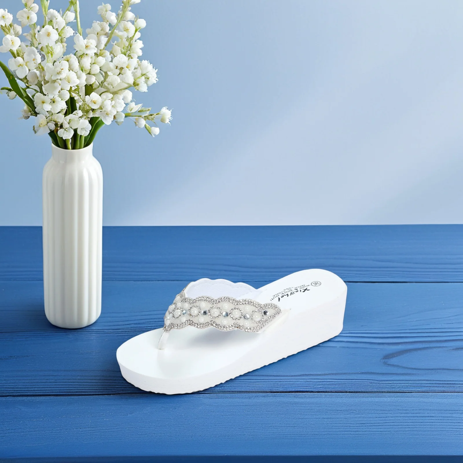 

Pearl Rhinestone Beach Shoes S Slippers Non Slip Sole Summer Women Shoes Unique Design Lightweight Outdoor Fashion Flip