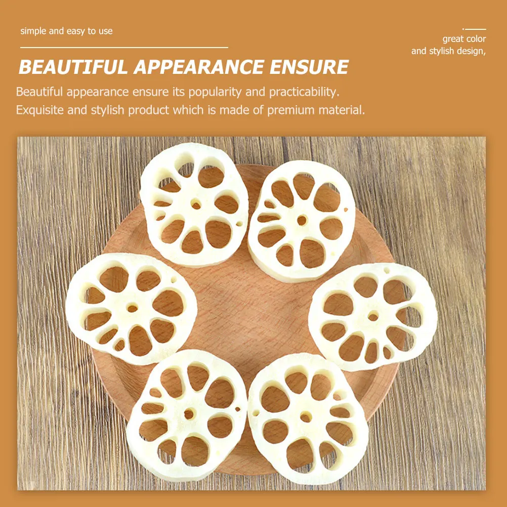 

6pcs Realistic Lotus Root Slices Decorative Delicate Mini House Decor -Resistant Miniature Lightweight