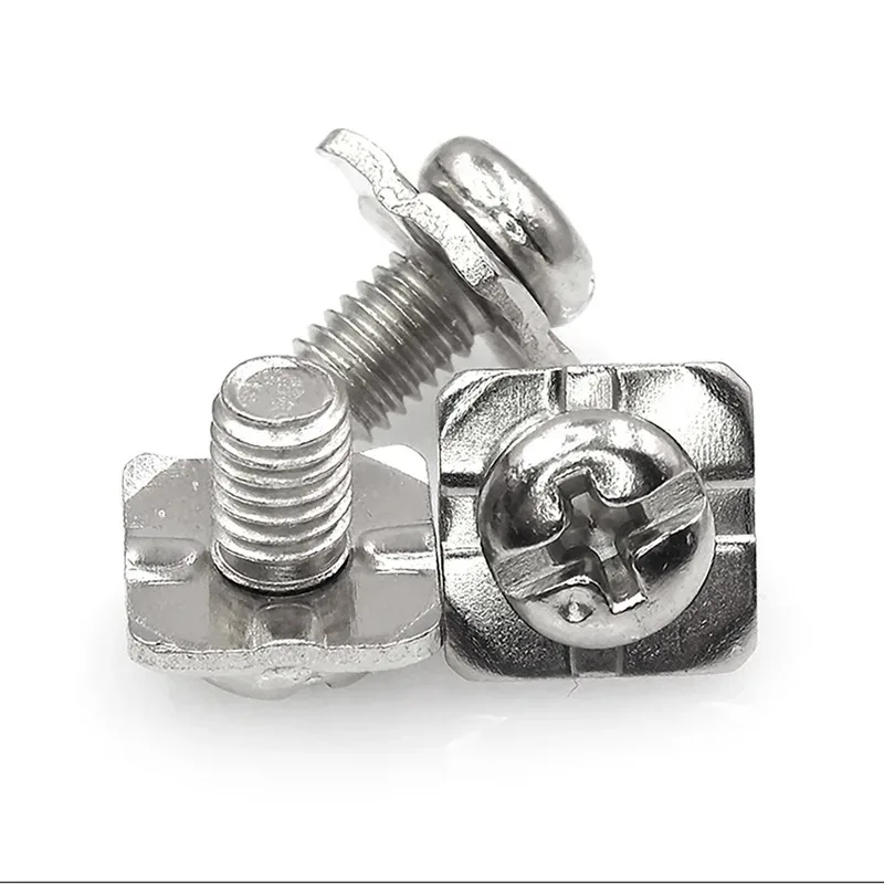 Nickel Plated Carbon Steel Screw With Integrated Square Washer Cross Round Head M3 M3.5 M4 M5