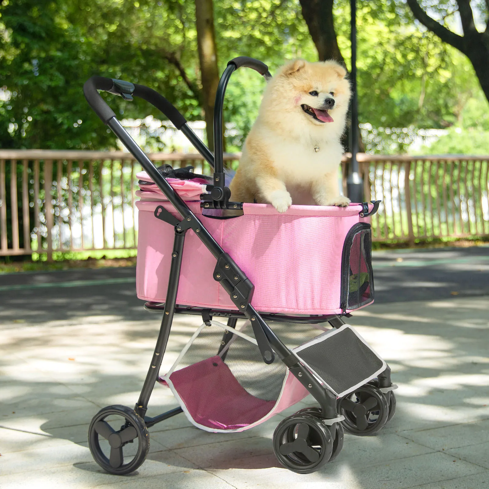 Cat carriers Four-wheeled Universal Wheel  Luxury Detachable Pet Stroller Design Dog Cart Outdoor Travel dogs accessories