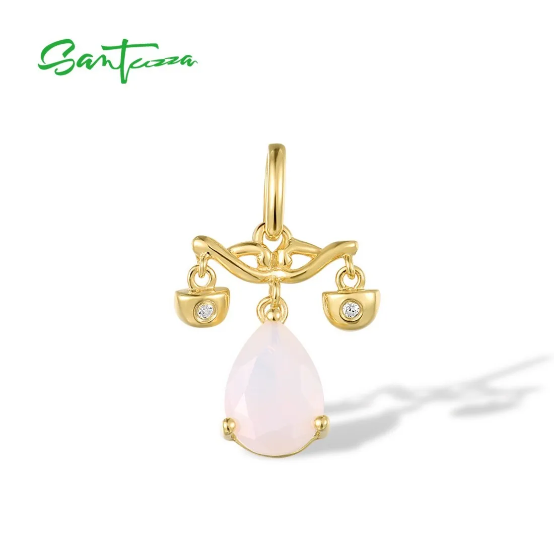 SANTUZZA Pure 925 Silver Sterling Libra Taurus Sagittarius Zodiac Pendant For Women Sparkling Fashion Party Gifts Fine Jewelry