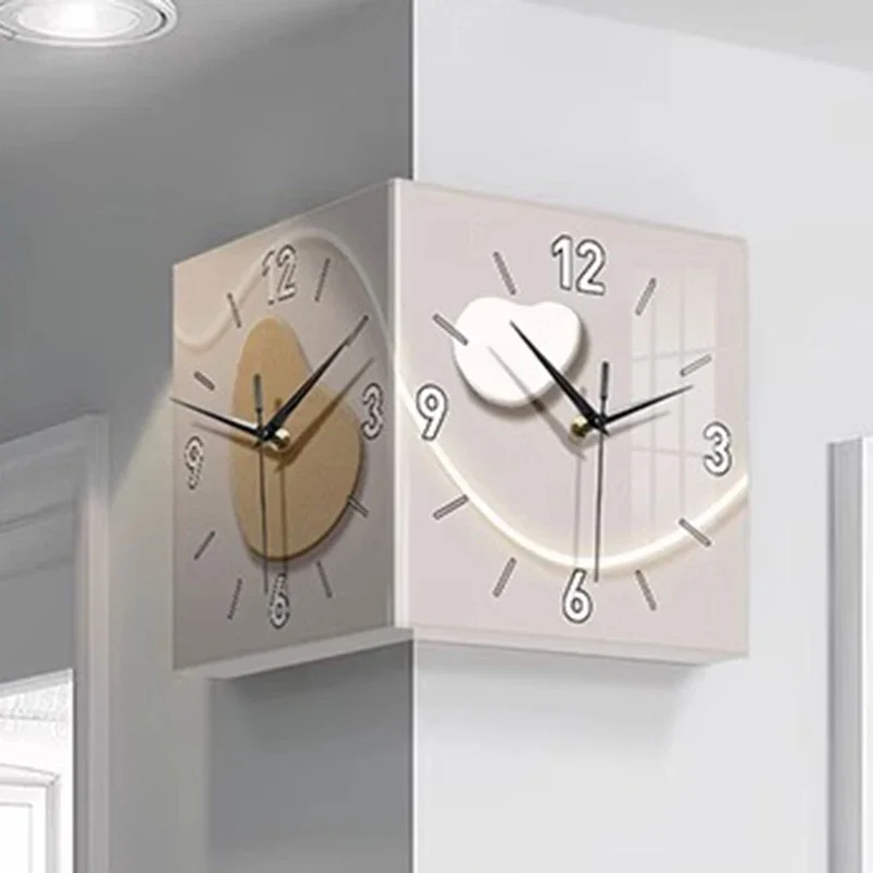 Living Room Luxury Led Wall Clock Luminous Noiseless Electronic Corner Wall Clock  Modern Decorative Ornaments for Living Room