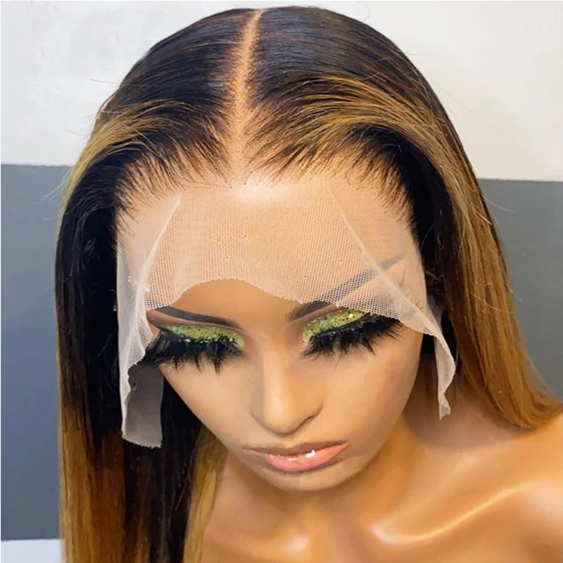 شعر مستعار ناعم أومبير أشقر 180 كثافة 26 بوصة شعر مستعار أمامي طويل مستقيم من الدانتيل للنساء ذوات البشرة السمراء مع خط شعر طبيعي يومي منزوع مسبقًا