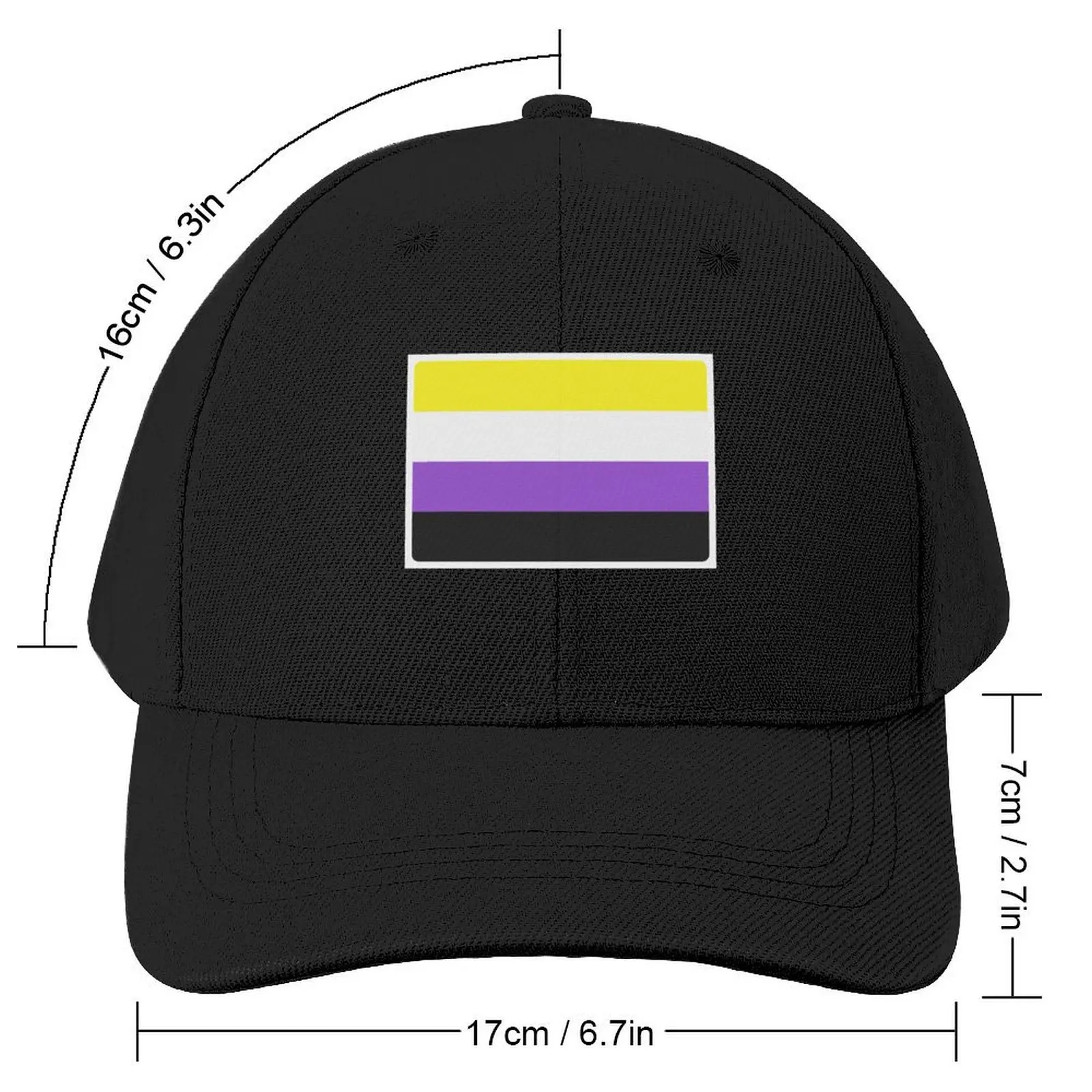 Non-Binary Flag Baseball Cap black Anime Designer Hat Sun Cap Female Men's