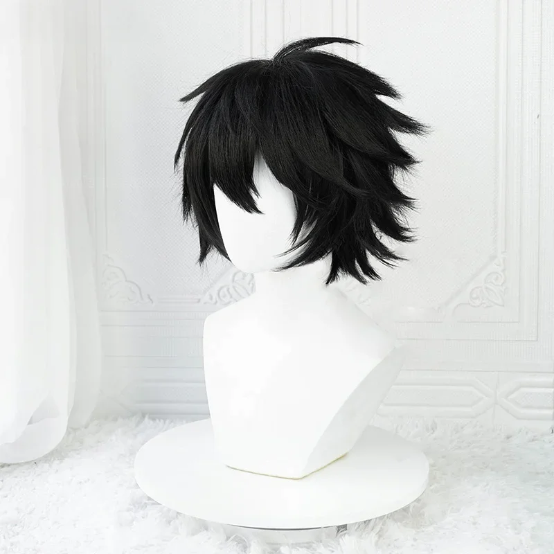 L.Lawliet Cosplay Wig L Cosplay Wigs 35cm Short Black Heat Resistant Synthetic Hair Man Halloween Party Wigs