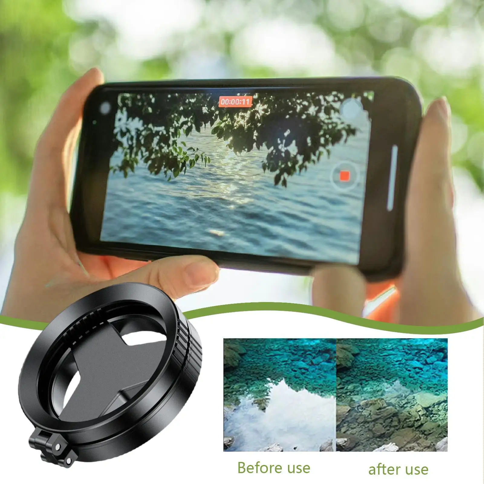 Lensa Filter Ponsel 52mm Magnetik 2 in 1 Adaptor Lensa Filter Magnetik Kit Lensa Filter Ponsel untuk Vlog Bracket Penyangga Filter