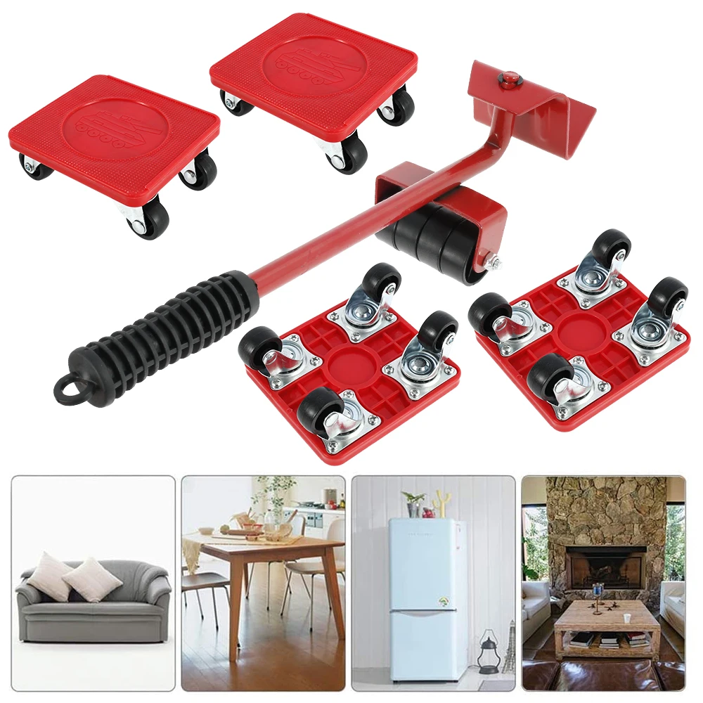 5Pcs Furniture Moving Transport Roller Set Heavy Duty Furniture Lifter Labor-Saving Appliance Mover Sliders Easy Safe Large