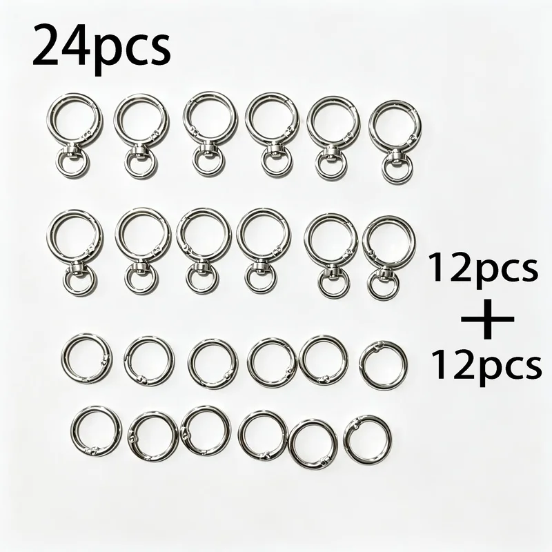 Round Spring Key Chain Hooks, Individual Open-Top Zinc Alloy Rotating Clamps, 2 Colors Golden And Silvery,Hardware for Keychains