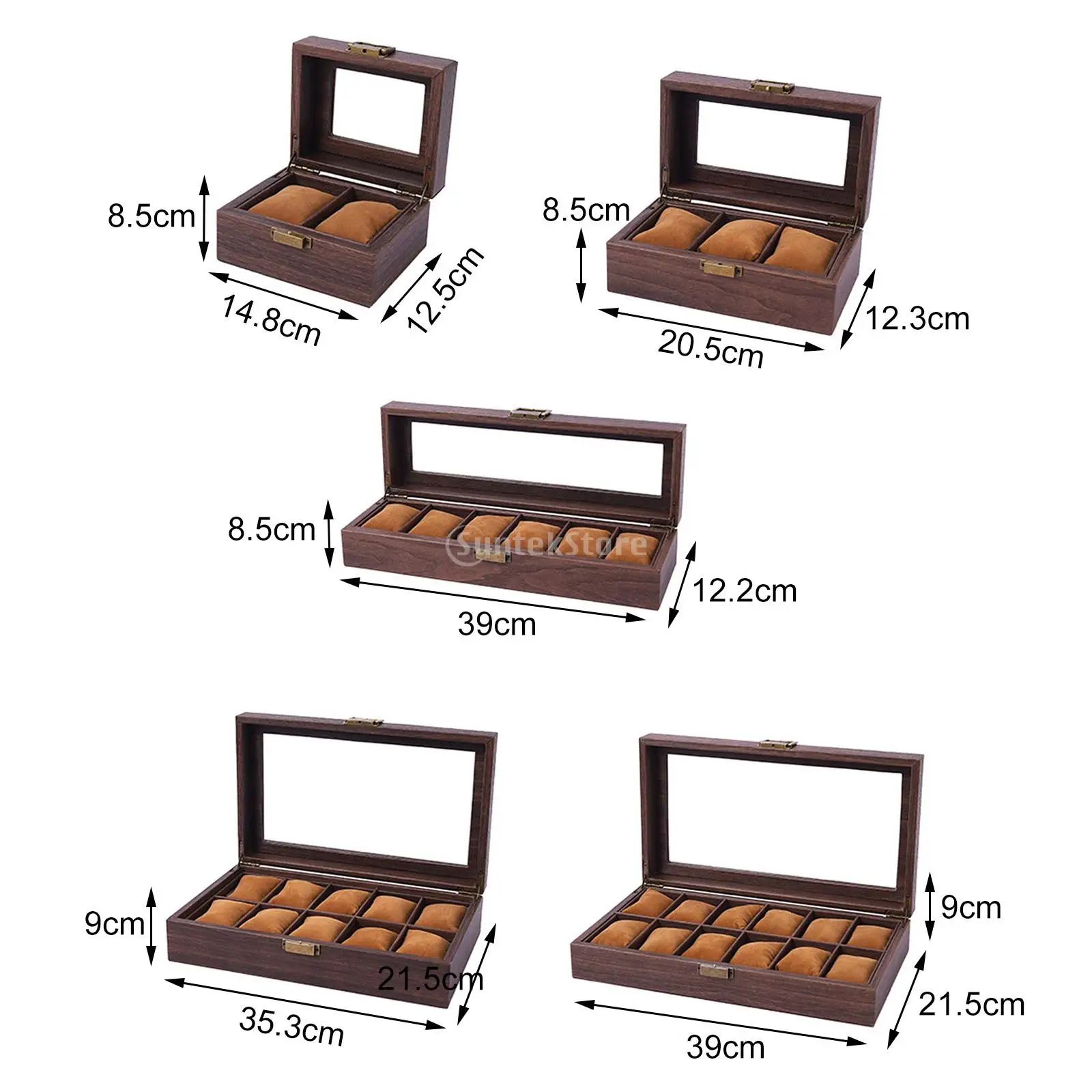 Watch Storage box Decoration Dustproof Portable Wooden Jewelry Box Display Lockable Watch Travel Case Organizer Men Women