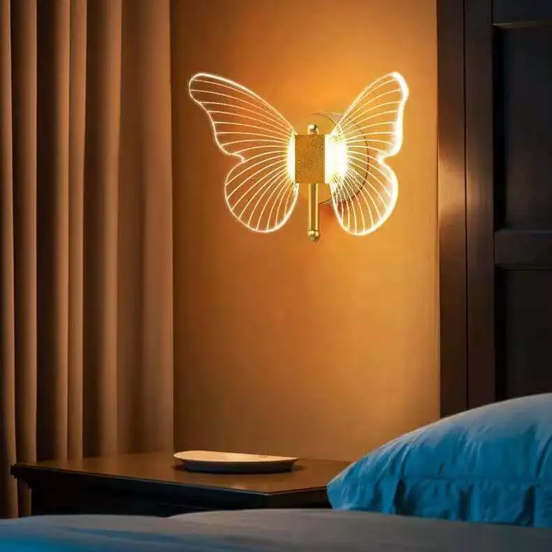 Wall Lamp Luminaria Nordic Butterfly Lights Luxury Modern Bedroom Bedside Living Room With Switch Decoration Home Accessories