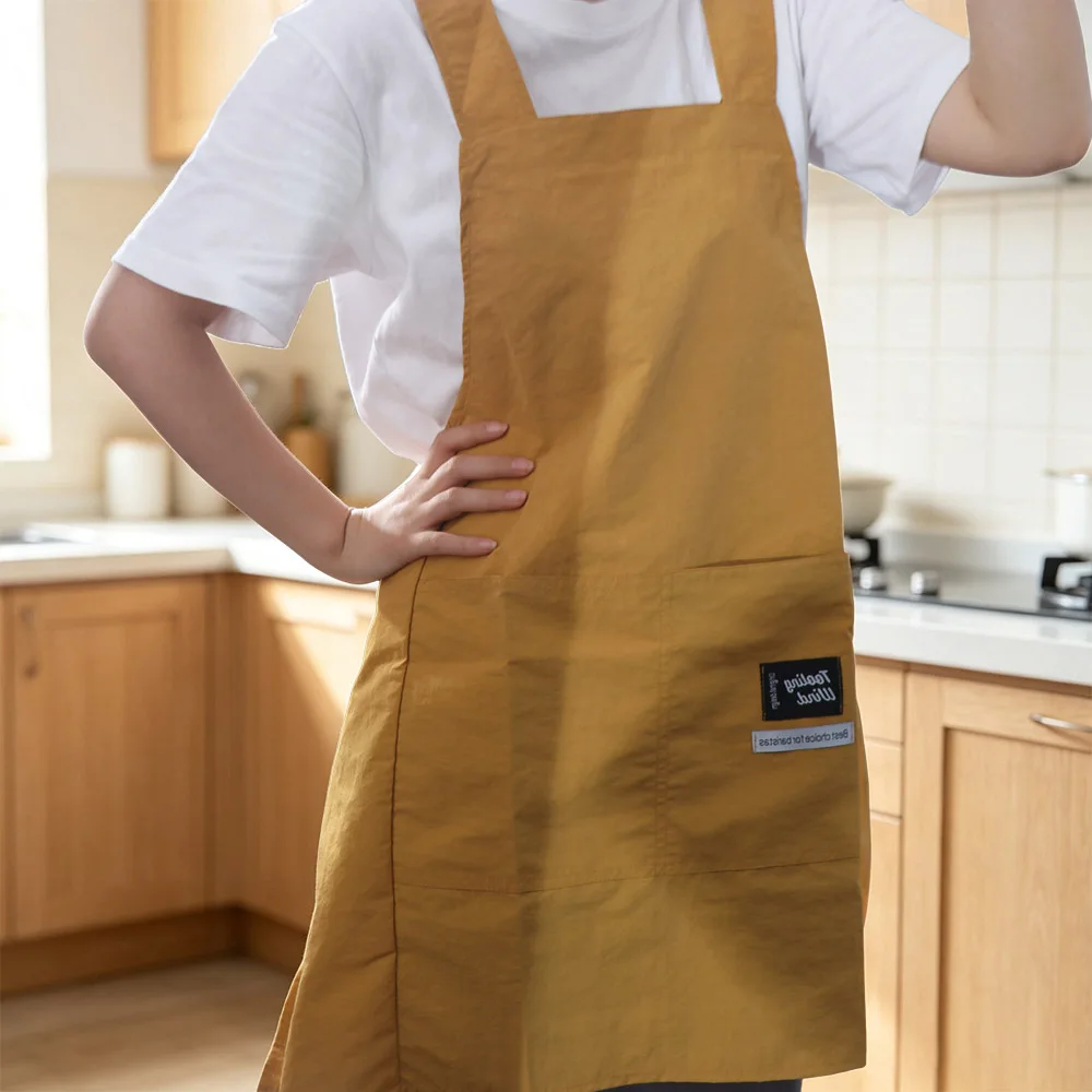 Cooking Accessories With Pockets Cross Strap Kitchen Apron Waterproof Soft Cooking Apron Oil-proof Chef Work Uniform Kitchen